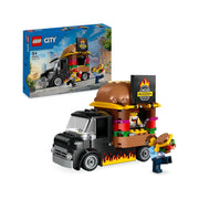 LEGO City Furgone degli Hamburger Giocattolo, Veicolo da Costruire per Bambini e Bambine da 5 Anni in su, Camion Food Truck con Accessori per Cucinare e 2 Minifigure, Regalo Divertente 60404