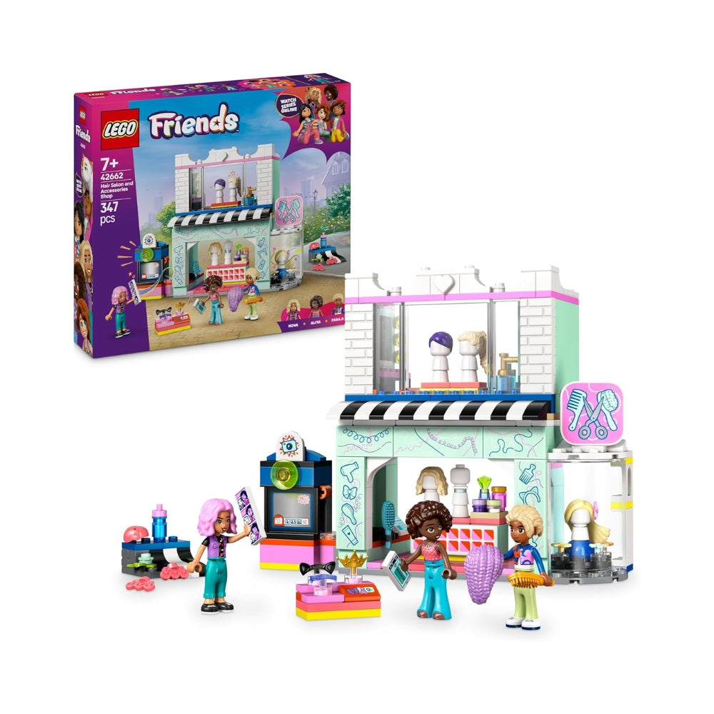 LEGO Friends Parrucchiere e Negozio di Accessori, Salone Giocattolo con 3 Personaggi, Giochi Creativi per lo Sviluppo delle Abilità Sociali per Bambine da 7 Anni, Idea Regalo di Compleanno 42662