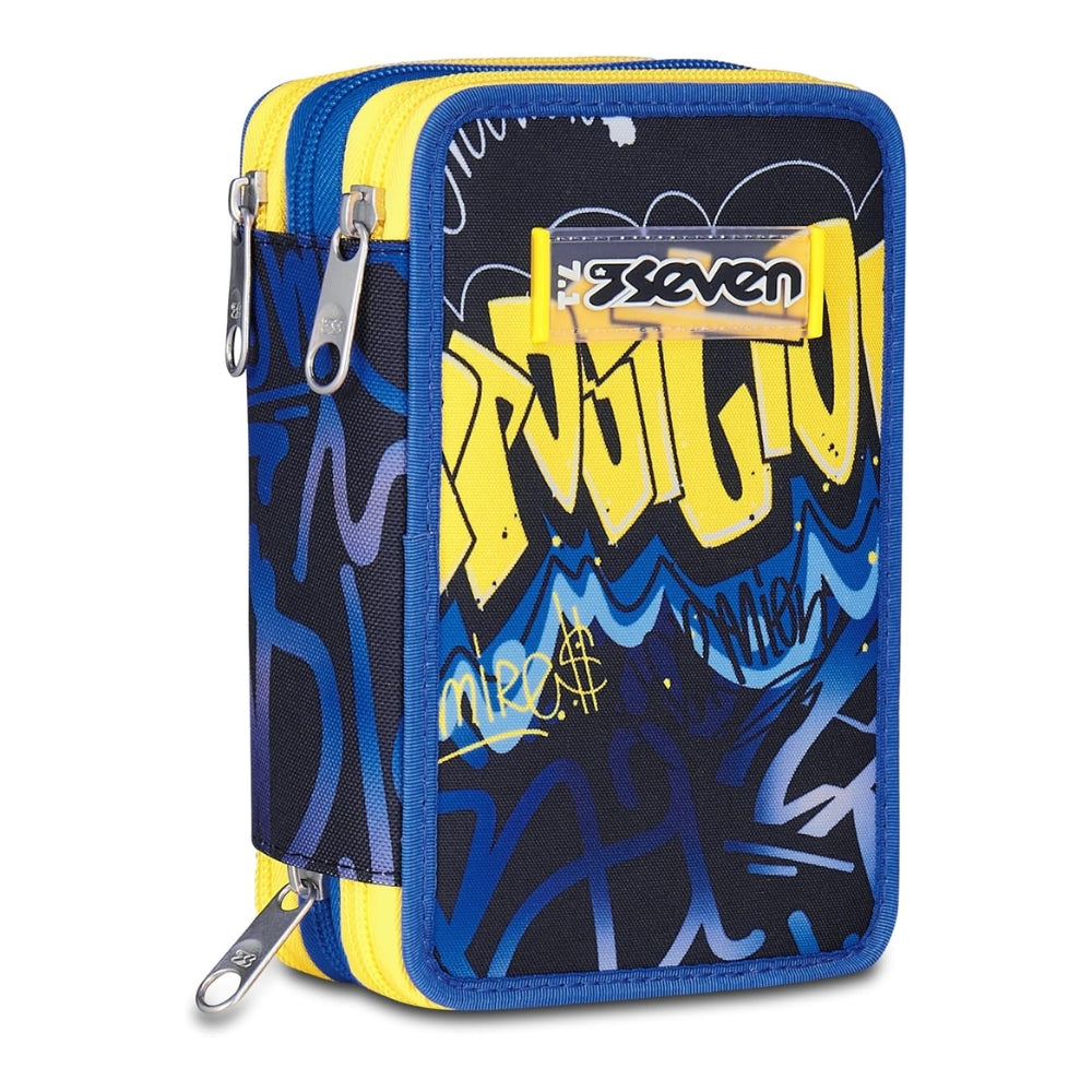 Astuccio Completo 3 Zip Seven Hidden Spot Boy - Blu/Giallo