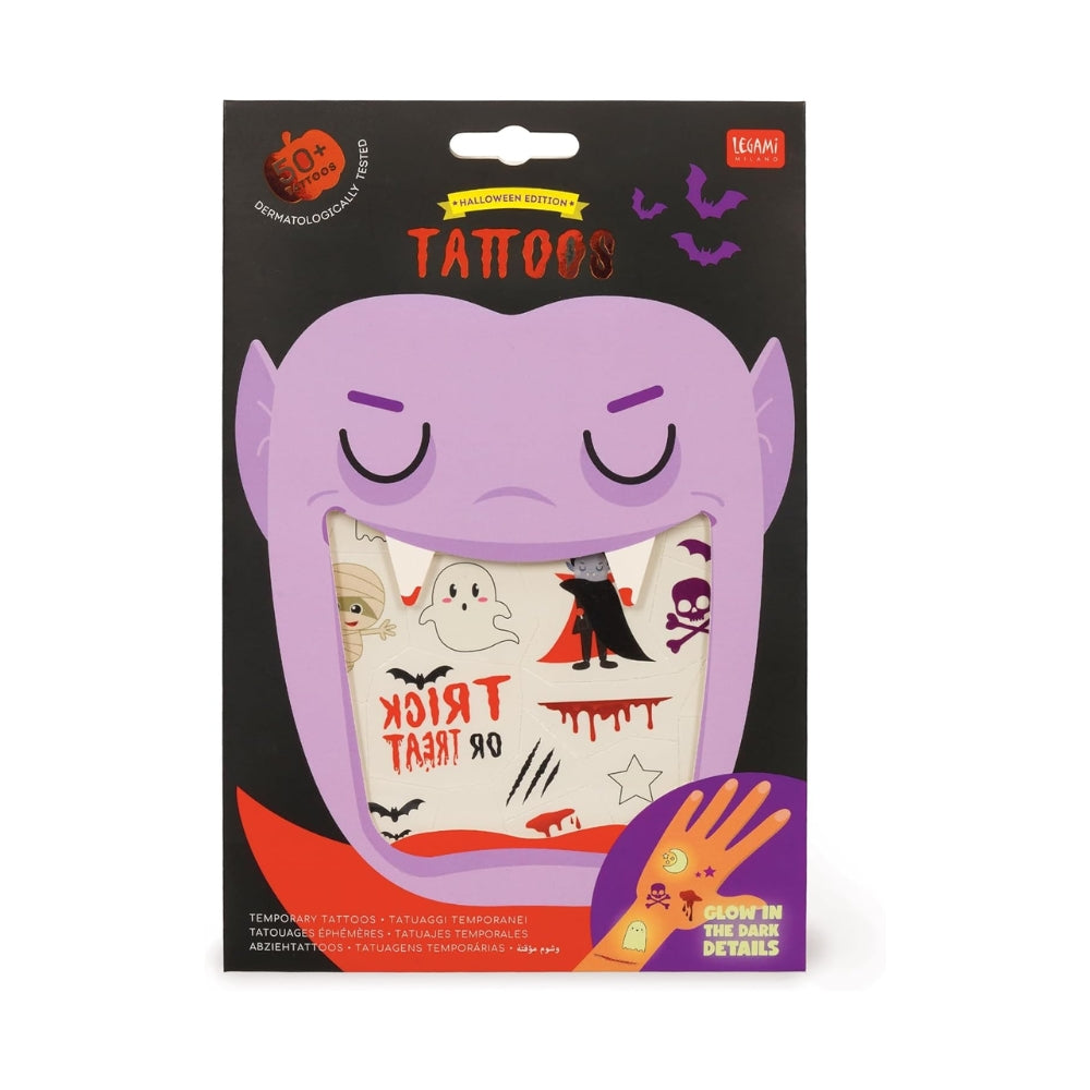 Legami – Tatuaggi Temporanei Bambini Halloween | Brillano al Buio, Resistenti all’Acqua e al Sudore, Facili da Applicare e Dermatologicamente Testati