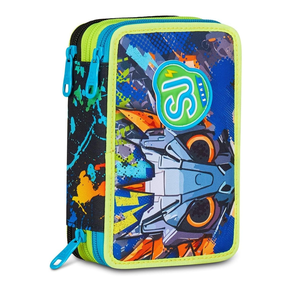 Astuccio Completo 3 Zip SJ Gang Led Look - Blu/Lime