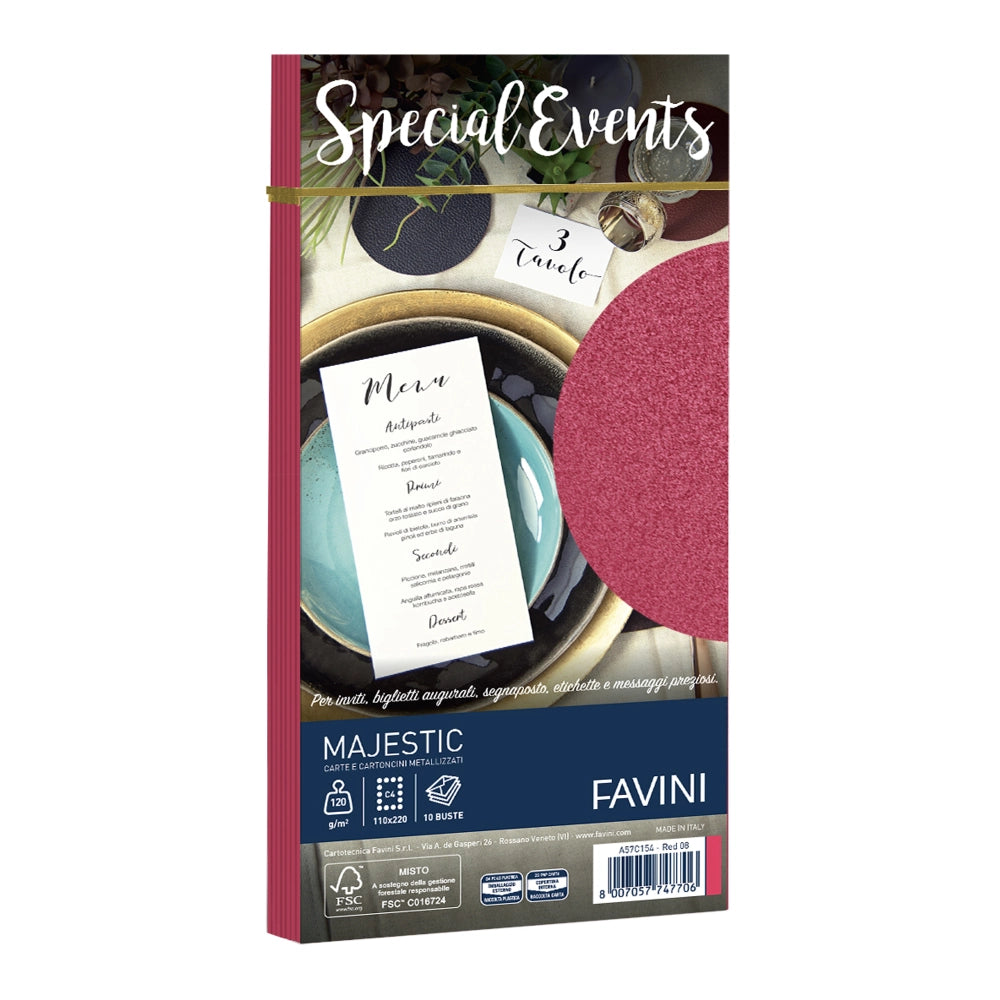 Buste metallizzate Favini Special Events, 10 buste,  120 g/m², formato 11x22 cm
