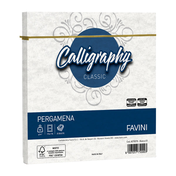 Busta Calligraphy Pergamena - 170 x 170 mm - 90 gr - Favini - conf. 25 pezzi