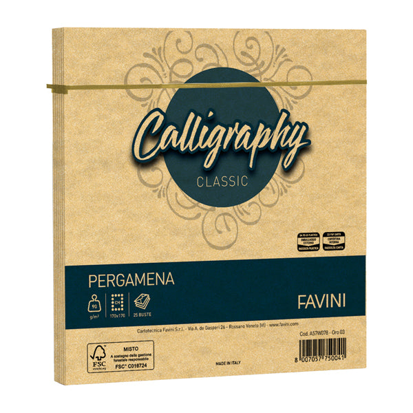 Busta Calligraphy Pergamena - 170 x 170 mm - 90 gr - Favini - conf. 25 pezzi