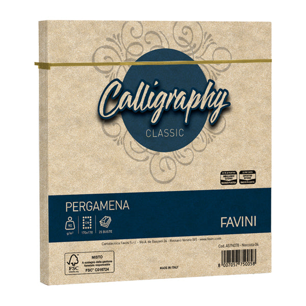 Busta Calligraphy Pergamena - 170 x 170 mm - 90 gr - Favini - conf. 25 pezzi