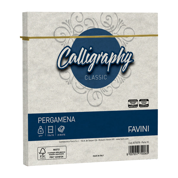 Busta Calligraphy Pergamena - 170 x 170 mm - 90 gr - Favini - conf. 25 pezzi