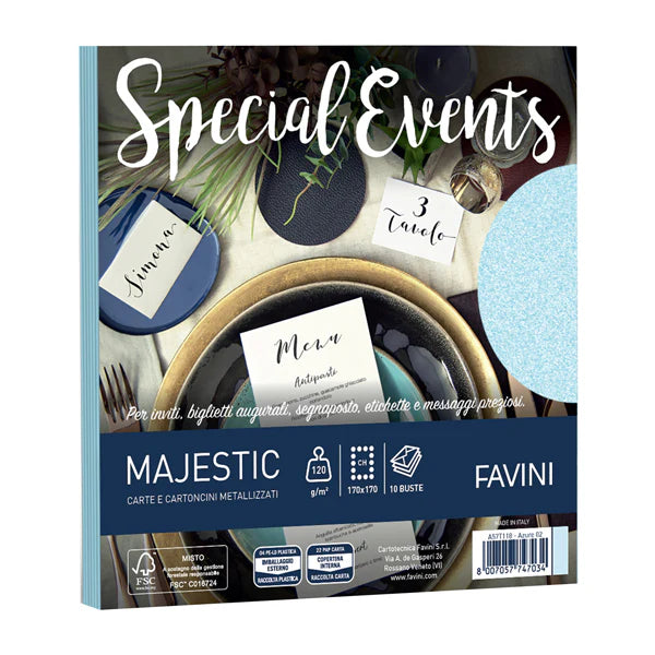 Buste metallizzate Favini Special Events, 10 buste,  120 g/m², formato 17X17 cm