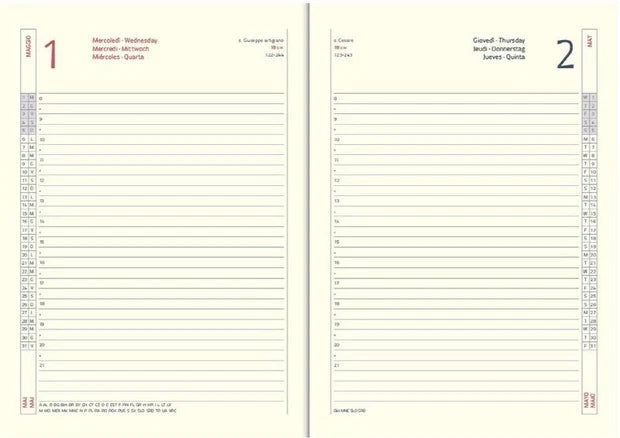 Buffetti Refill Agenda Giornaliera 12 Mesi 2027 – 17,1 x 24 cm – Carta Avorio