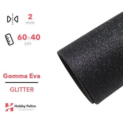 Gomma Eva/fommy 40x60 Nero Glitter