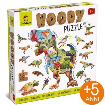 Puzzle In Legno Dinosauri Woody 48pz - Ludattica