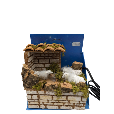 Presepe In Movimento Pecore Mangiano Nel Recinto