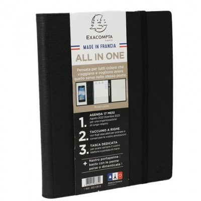 Exacompta Agenda 17 Mesi - Settimanale - Spiralata - 17x21,5 Cm - All In One - Nero - 2001081e Quovadis
