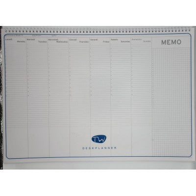 Blocco Da Tavolo Settimanale - Data Libera - 50x35 Cm - Domenica Intera - Con Spirale