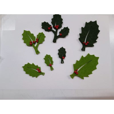 Set 7 Foglioline Vischio In Feltro