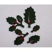 Set 5 Foglioline Vischio In Feltro - Verde Scuro