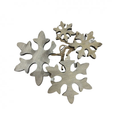Set 4 Fiocchi Di Neve In Legno