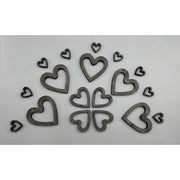 Set 20 Sagome Cuori Grigi In Legno
