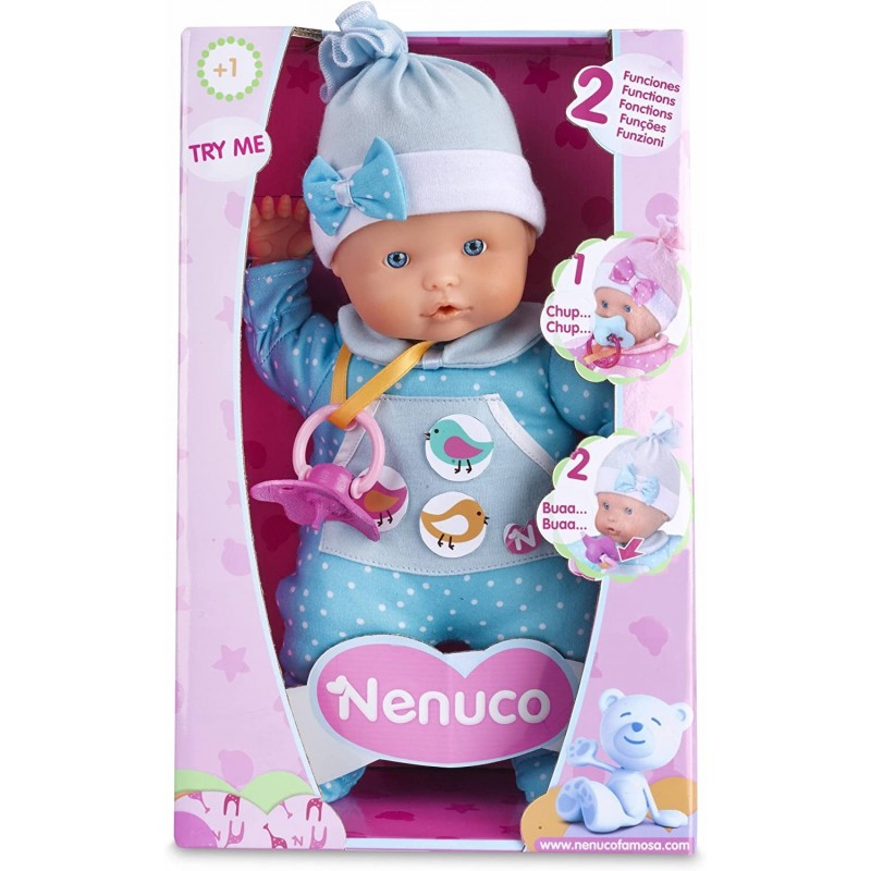 Pambola Nenuco Che Piange Con Ciuccio Soft – Rosa/azzurro