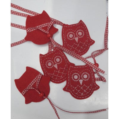 Gufetti In Feltro Con Laccio Rossi - 5 Pz