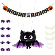 Legami – Set Decorazione Porta Halloween HAL0001 | Sticker Fosforescenti, Palloncino Pipistrello e Accessori con Lamina