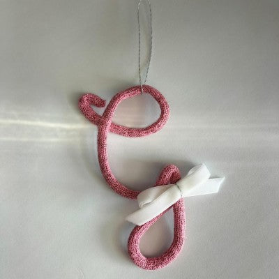 Pallina Natale Iniziale Personalizzabile - Rosa Glitter