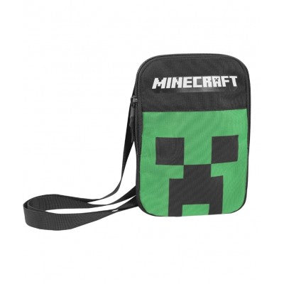 Tracolla Regolabile Minecraft Con Chiusura A Zip, Tasca Frontale Con Zip