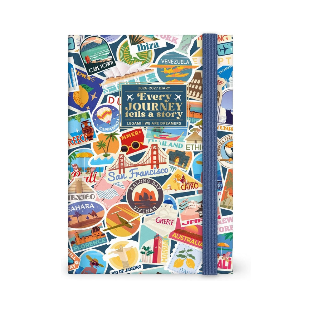 Agenda Giornaliera Medium 16 Mesi Settembre 2026 – Dicembre 2027 Legami Travel Stickers