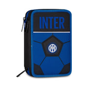 Seven Astuccio Scuola 3 Zip Inter, Blu, Triplo Scomparto, 45 Pezzi
