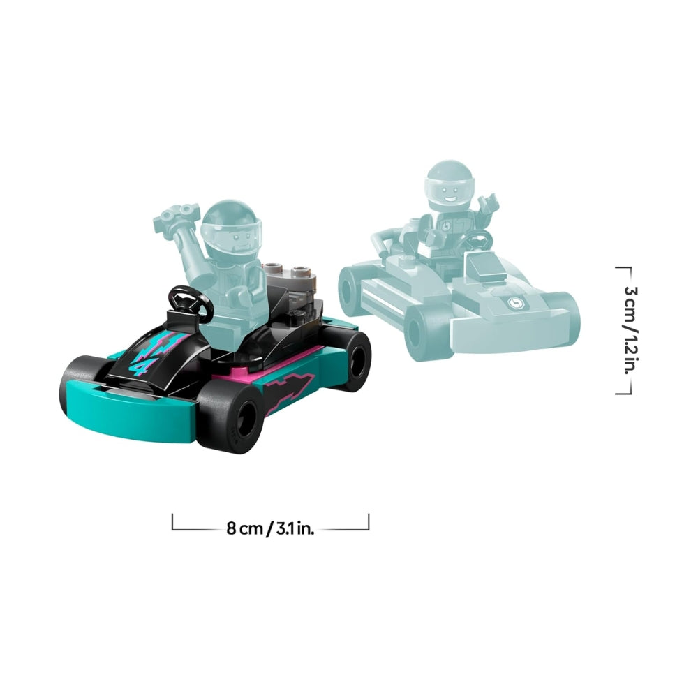 LEGO City Go-Kart e Piloti, Modellini da Costruire di Mini Go Kart da Corsa con 2 Minifigure di Piloti, Veicoli Giocattolo per Bambini e Bambine da 5 Anni in su, Regalo Divertente 60400