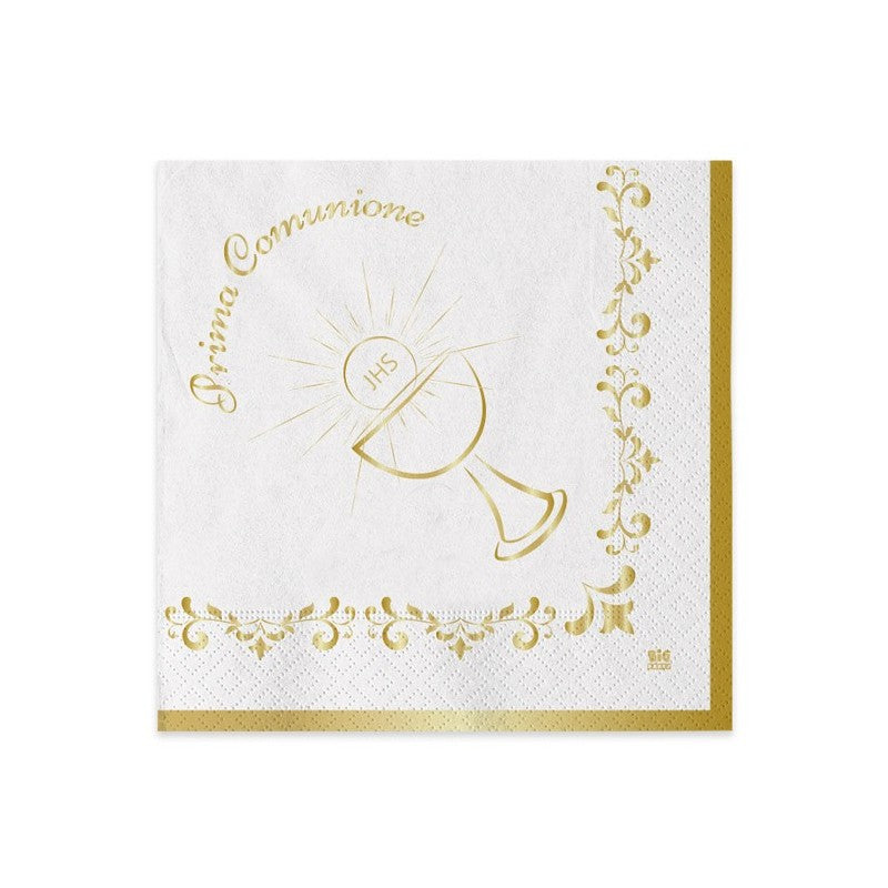 20 Tovaglioli Prima Comunione Gold Metal - Big Party