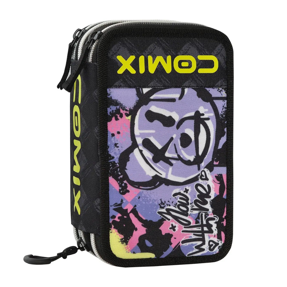 Astuccio 3 Zip Comix WBS Bear Completo – Viola/Rosa