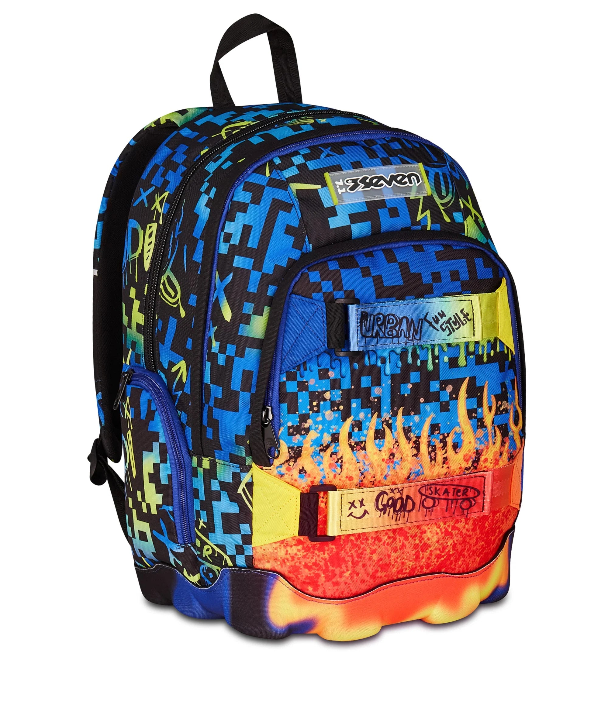 Zaino Seven Dual - Scribbled Flame - Blu/Giallo
