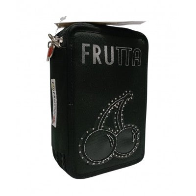 Astuccio Scuola 3 Zip Frutta Nero