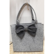 Borsa A Mano Feltro Grigia Con Fiocco