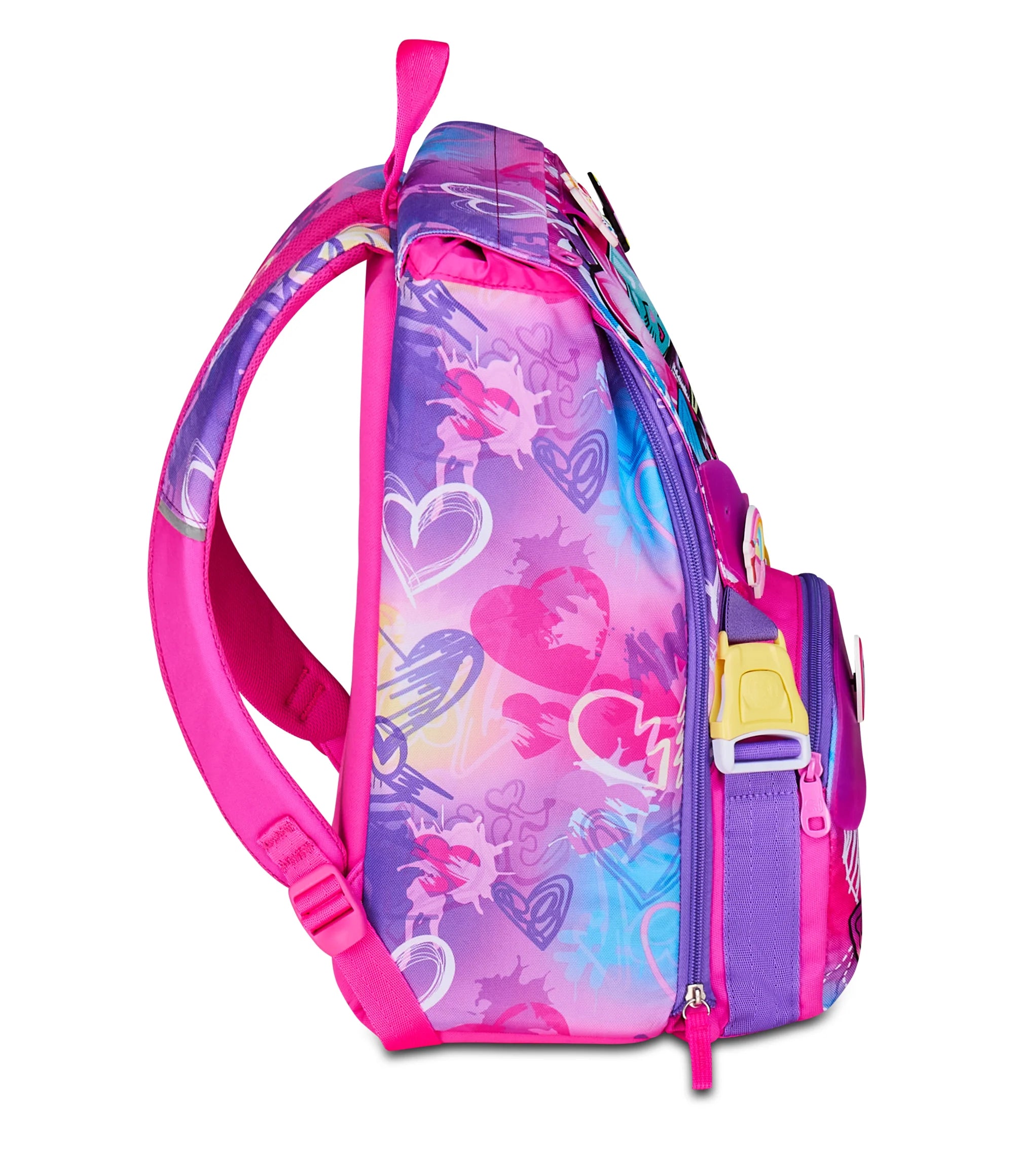 Zaino Scuola Estensibile Big 24L - SJ GANG Tinypatch Girl - con Patch Riposizionabili – Fucsia
