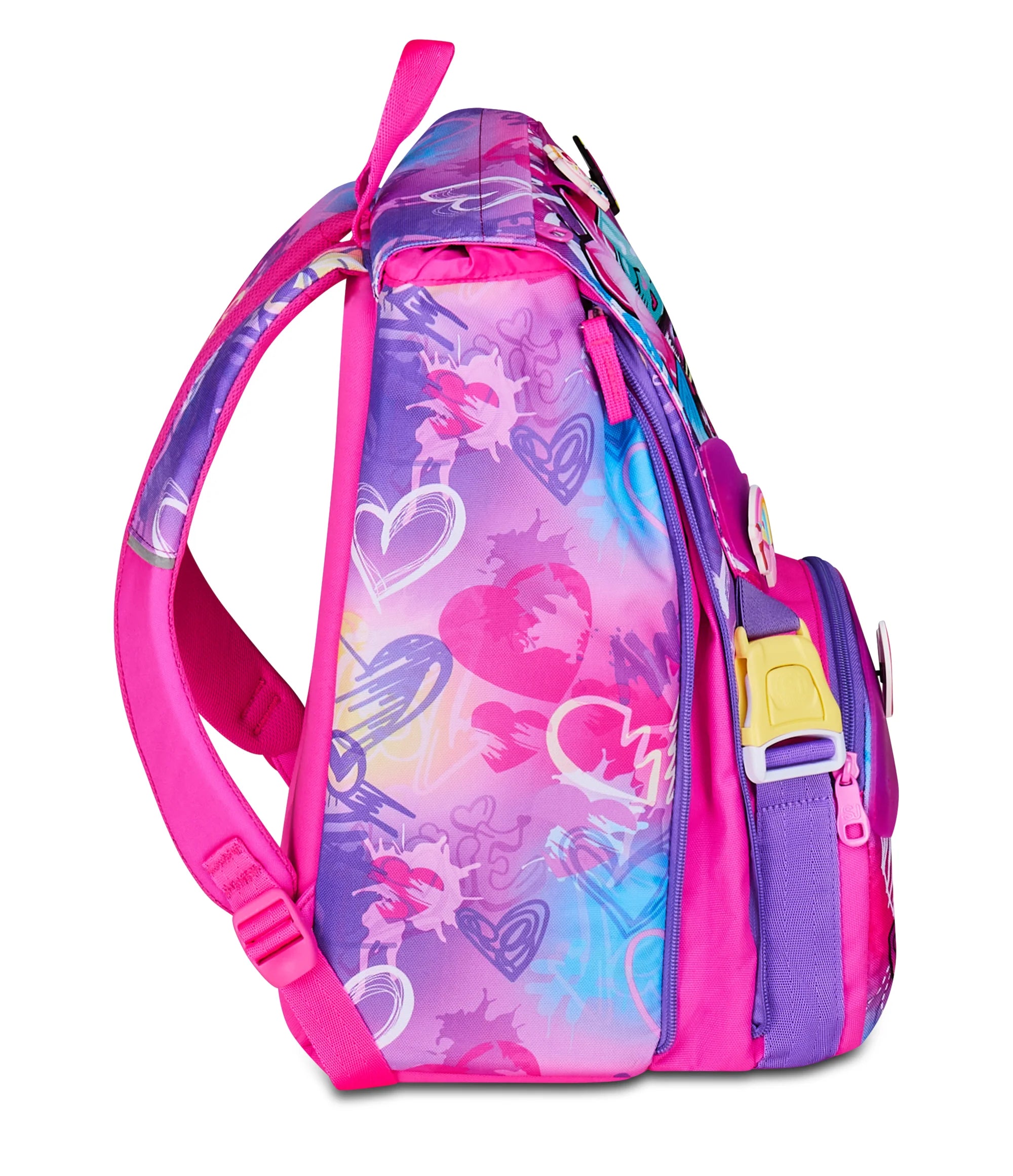 Zaino Scuola Estensibile Big 24L - SJ GANG Tinypatch Girl - con Patch Riposizionabili – Fucsia
