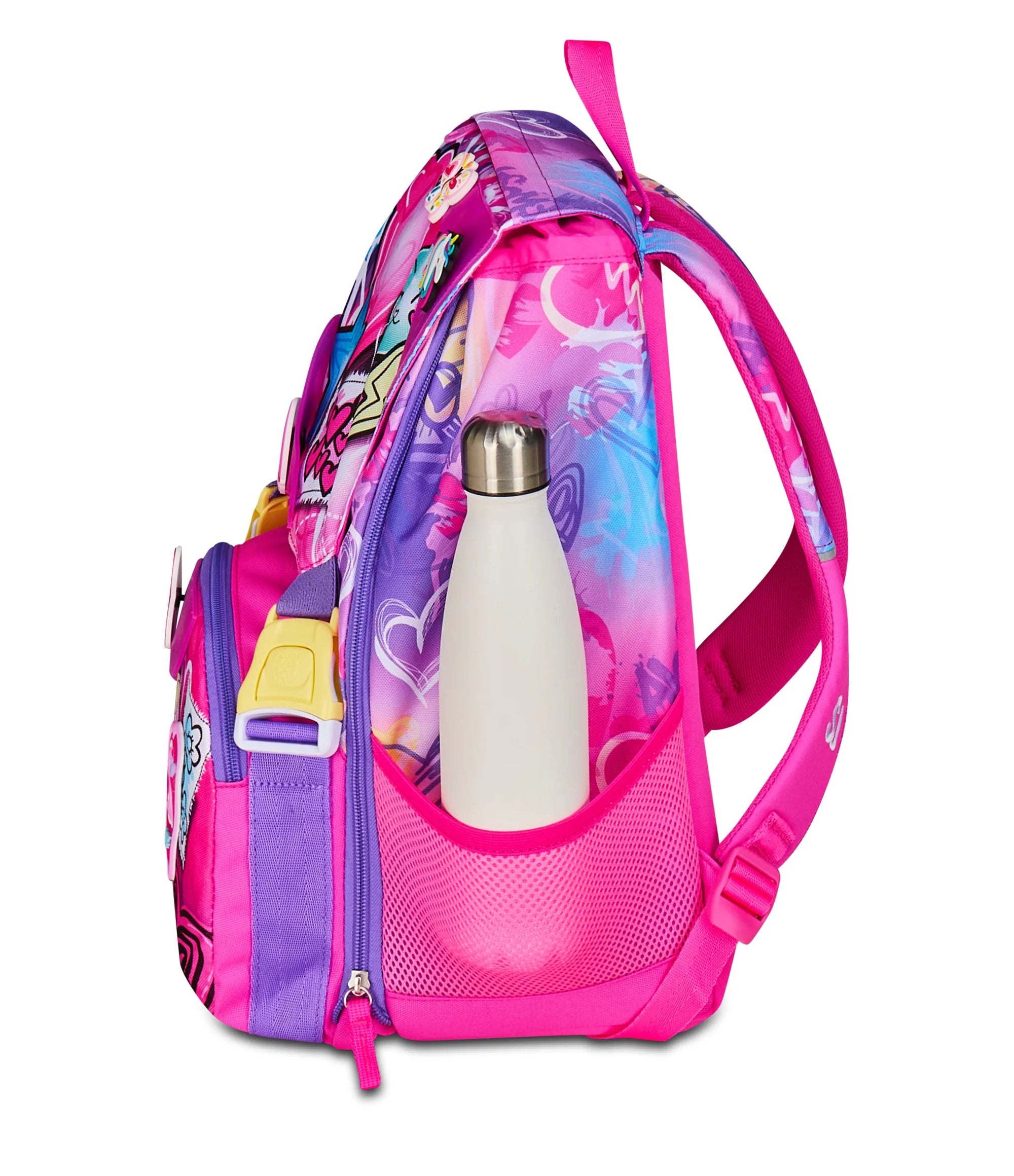 Zaino Scuola Estensibile Big 24L - SJ GANG Tinypatch Girl - con Patch Riposizionabili – Fucsia