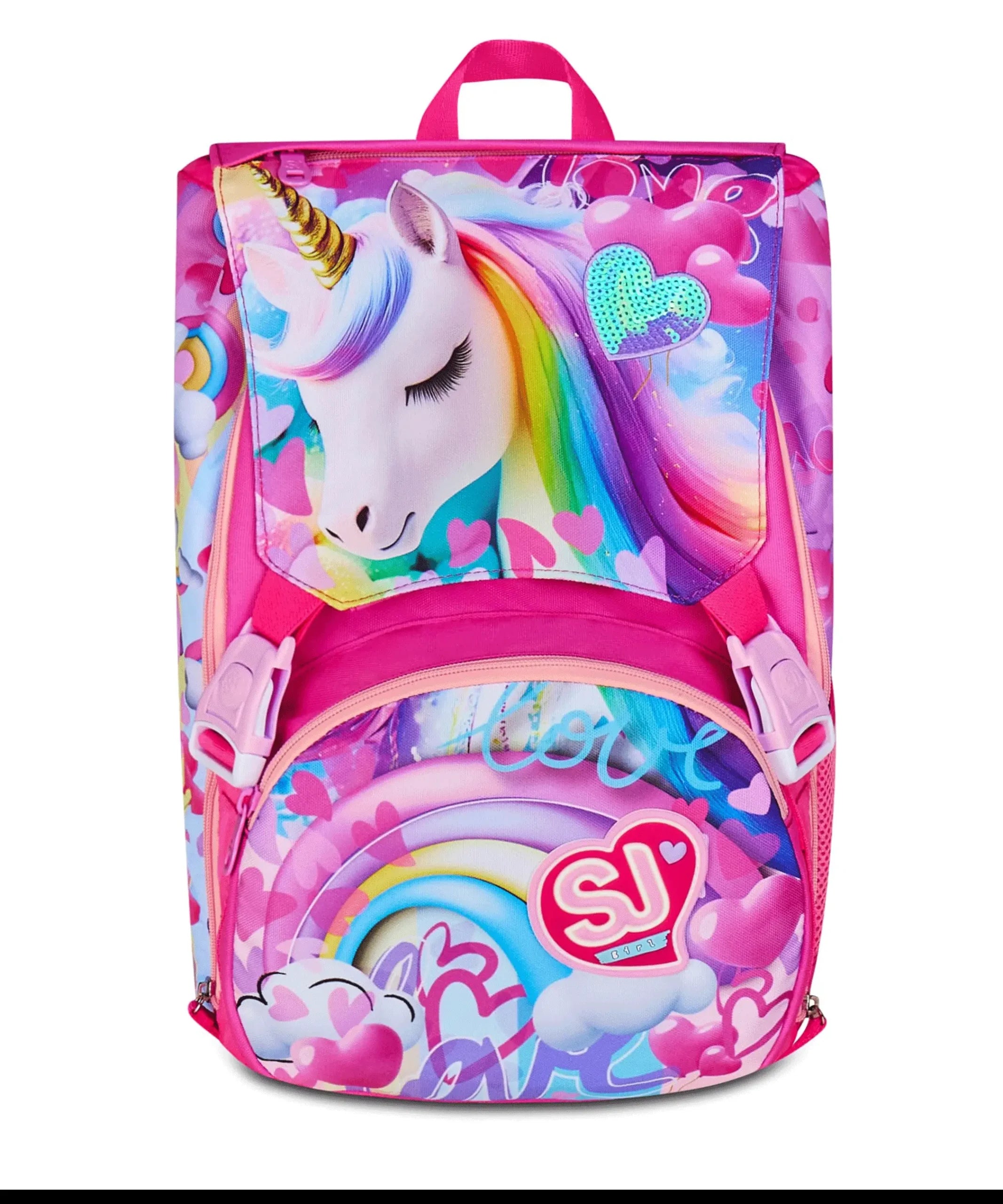 Zaino Scuola Estensibile Big da 24L - SJ GANG Flyunicorn Girl - Fucsia con Ali a Scomparsa
