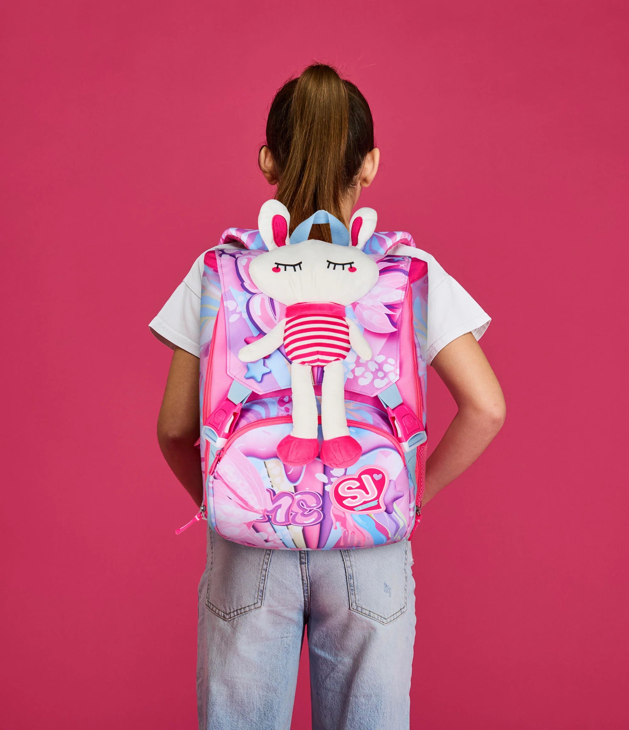 Zaino Estensibile Big SJ Girl Plushy Rabbit - Fucsia/Rosa