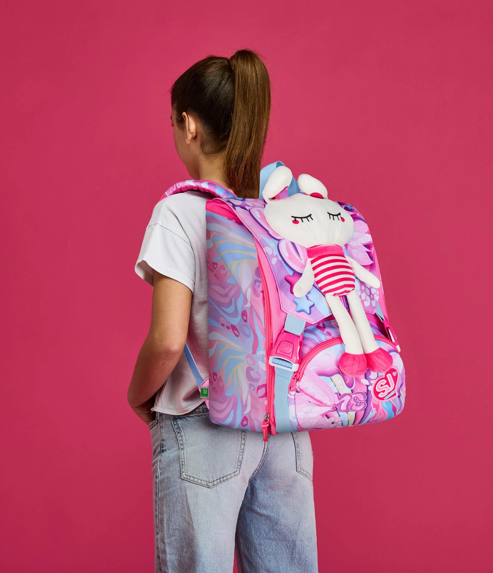 Zaino Estensibile Big SJ Girl Plushy Rabbit - Fucsia/Rosa