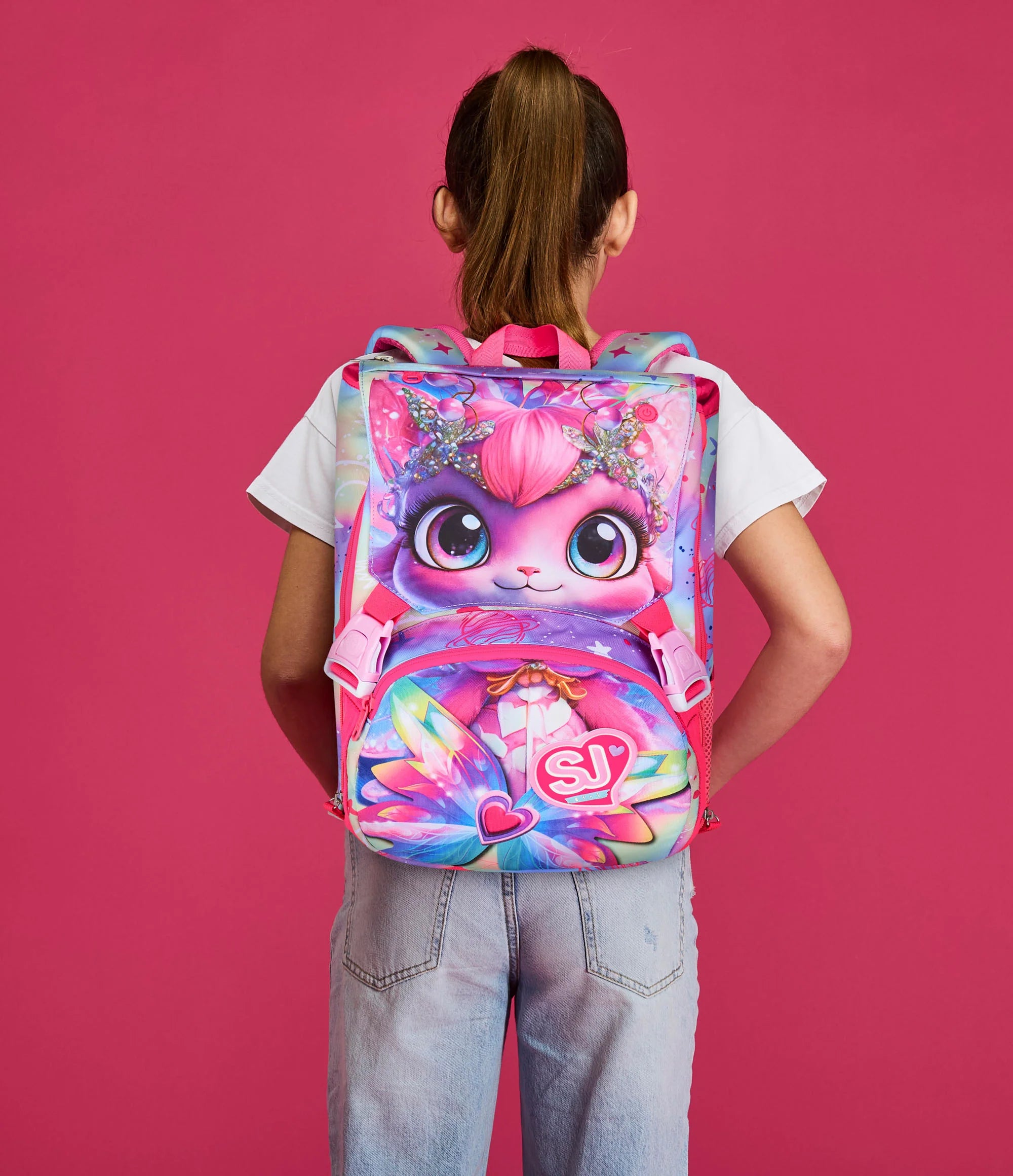 Zaino Estensibile Big SJ Girl Cat Led - Fucsia/Rosa