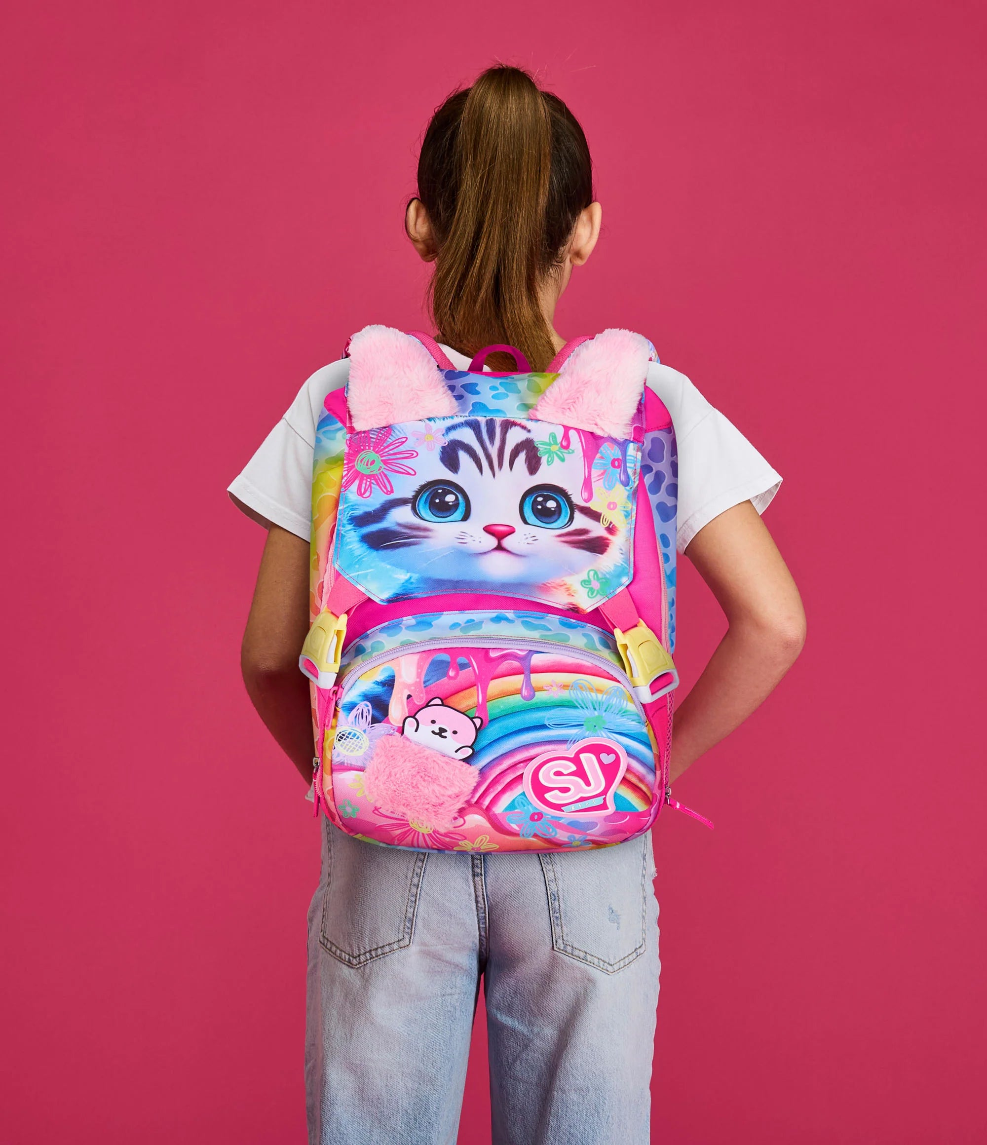 Zaino Estensibile Big SJ Girl Cat&Air - Fucsia/Azzurro