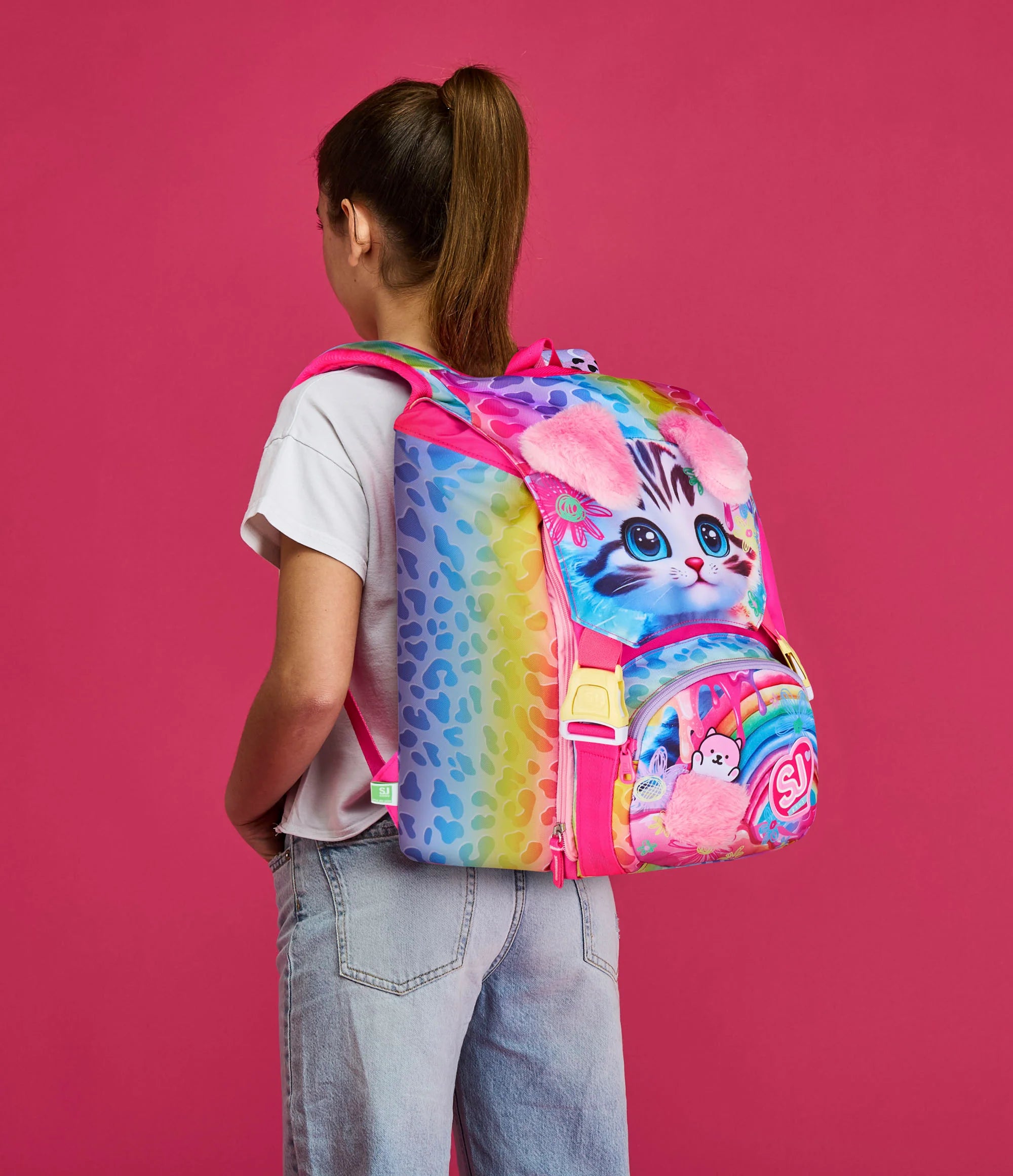 Zaino Estensibile Big SJ Girl Cat&Air - Fucsia/Azzurro