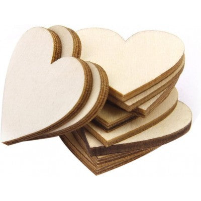 Set 10 Sagome Cuore In Legno