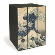 Set 3 Raccoglitori Image, Formato Protocollo, Dorso 8 Cm, K. Hokusai - La Grande Onda A Kanagawa