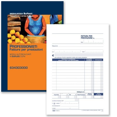Fatture Per Prestazioni Professionali - Blocco 50/50 Fogli Autoricalcanti - 21,5x14,8 Cm
