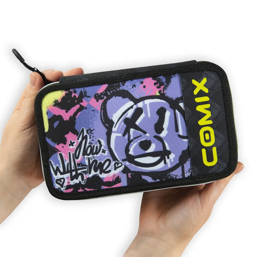 Astuccio 3 Zip Comix WBS Bear Completo – Viola/Rosa