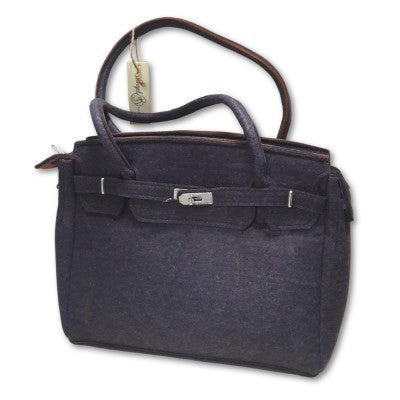 Borsa A Mano Con Zip Angelb In Feltro Viola Con Dettagli Bronzo