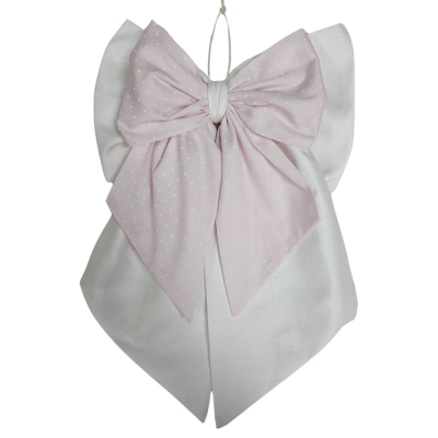 Fiocco Nascita Rosa A Pois E Bianco