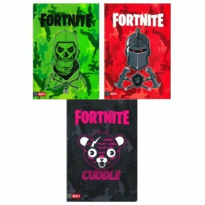 Kit 5 Maxi Quaderni Fortnite A4 18+1 Fogli 4mm 100gr - 3 Fantasie Assortite